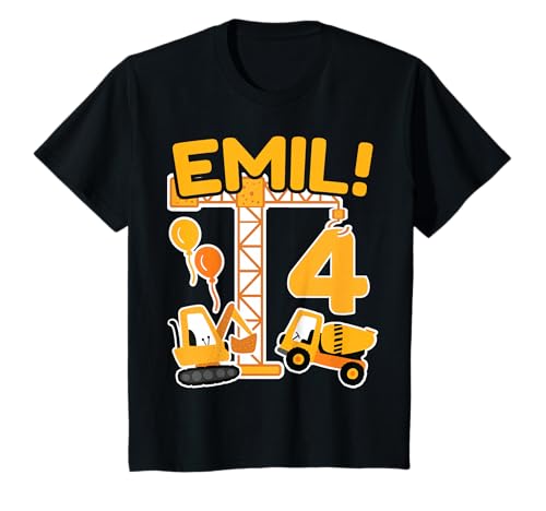 4. Geburtstag Vorname Emil Bagger Deko Geschenk Jungen T-Shirt 4. Geburtstag Vorname Emil Bagger Deko Geschenk Jungen T-Shirt von Personalisierte Geschenke zum Geburtstag Emil