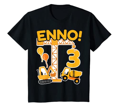 Kinder 3. Geburtstag Vorname Enno Bagger Deko Geschenk Jungen T-Shirt Kinder 3. Geburtstag Vorname Enno Bagger Deko Geschenk Jungen T-Shirt von Personalisierte Geschenke zum Geburtstag Enno