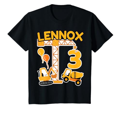 Kinder 3. Geburtstag Vorname Lennox Bagger Deko Geschenk Jungen T-Shirt Kinder 3. Geburtstag Vorname Lennox Bagger Deko Geschenk Jungen T-Shirt von Personalisierte Geschenke zum Geburtstag Lennox