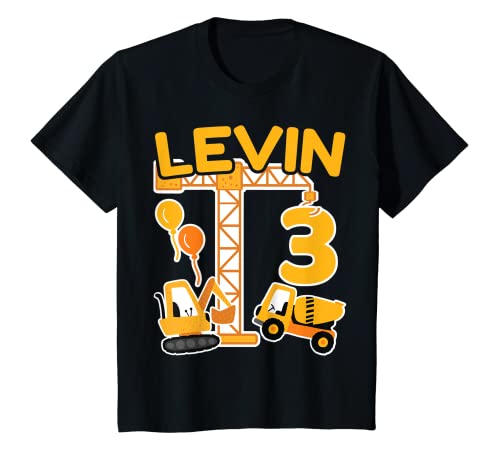 Kinder 3. Geburtstag Vorname Levin Bagger Deko Geschenk Jungen T-Shirt Kinder 3. Geburtstag Vorname Levin Bagger Deko Geschenk Jungen T-Shirt von Personalisierte Geschenke zum Geburtstag Levin