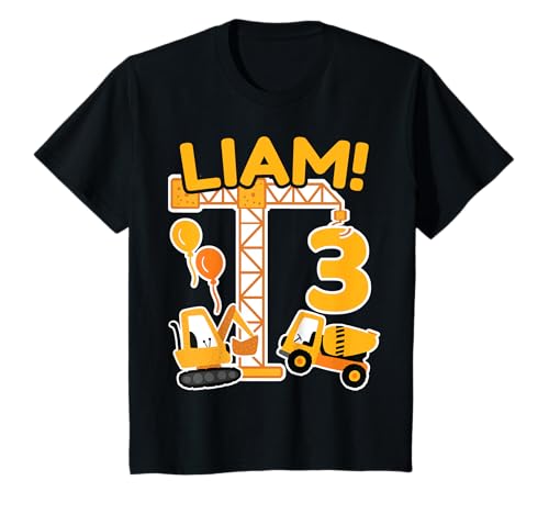 3. Geburtstag Vorname Liam Bagger Deko Geschenk Jungen T-Shirt von Personalisierte Geschenke zum Geburtstag Liam