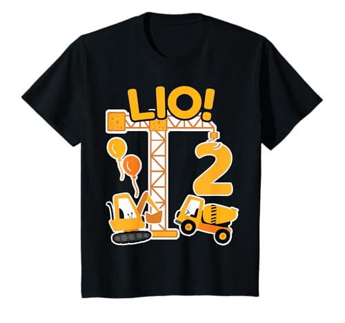 2. Geburtstag Vorname Lio Bagger Deko Geschenk Jungen T-Shirt von Personalisierte Geschenke zum Geburtstag Lio