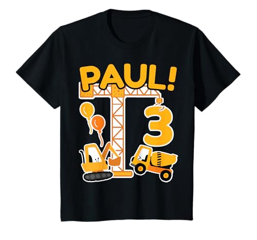 3. Geburtstag Vorname Paul Bagger Deko Geschenk Jungen T-Shirt 3. Geburtstag Vorname Paul Bagger Deko Geschenk Jungen T-Shirt von Personalisierte Geschenke zum Geburtstag Paul