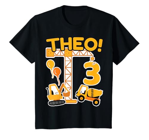 3. Geburtstag Vorname Theo Bagger Deko Geschenk Jungen T-Shirt 3. Geburtstag Vorname Theo Bagger Deko Geschenk Jungen T-Shirt von Personalisierte Geschenke zum Geburtstag Theo