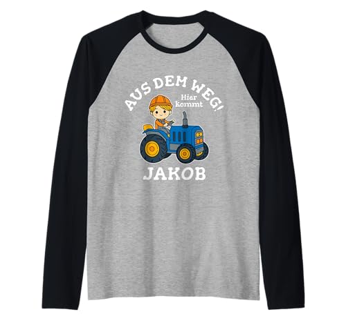 Herren Jakob Name Vorname Traktor Motiv Aus dem Weg Hier Kommt Raglan von Personalisierte Namenstag Geschenke Traktorfans