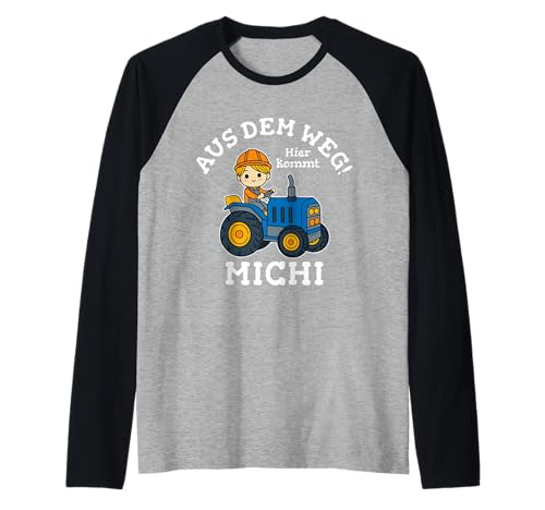 Herren Michi Name Vorname Traktor Motiv Aus dem Weg Hier Kommt Raglan von Personalisierte Namenstag Geschenke Traktorfans