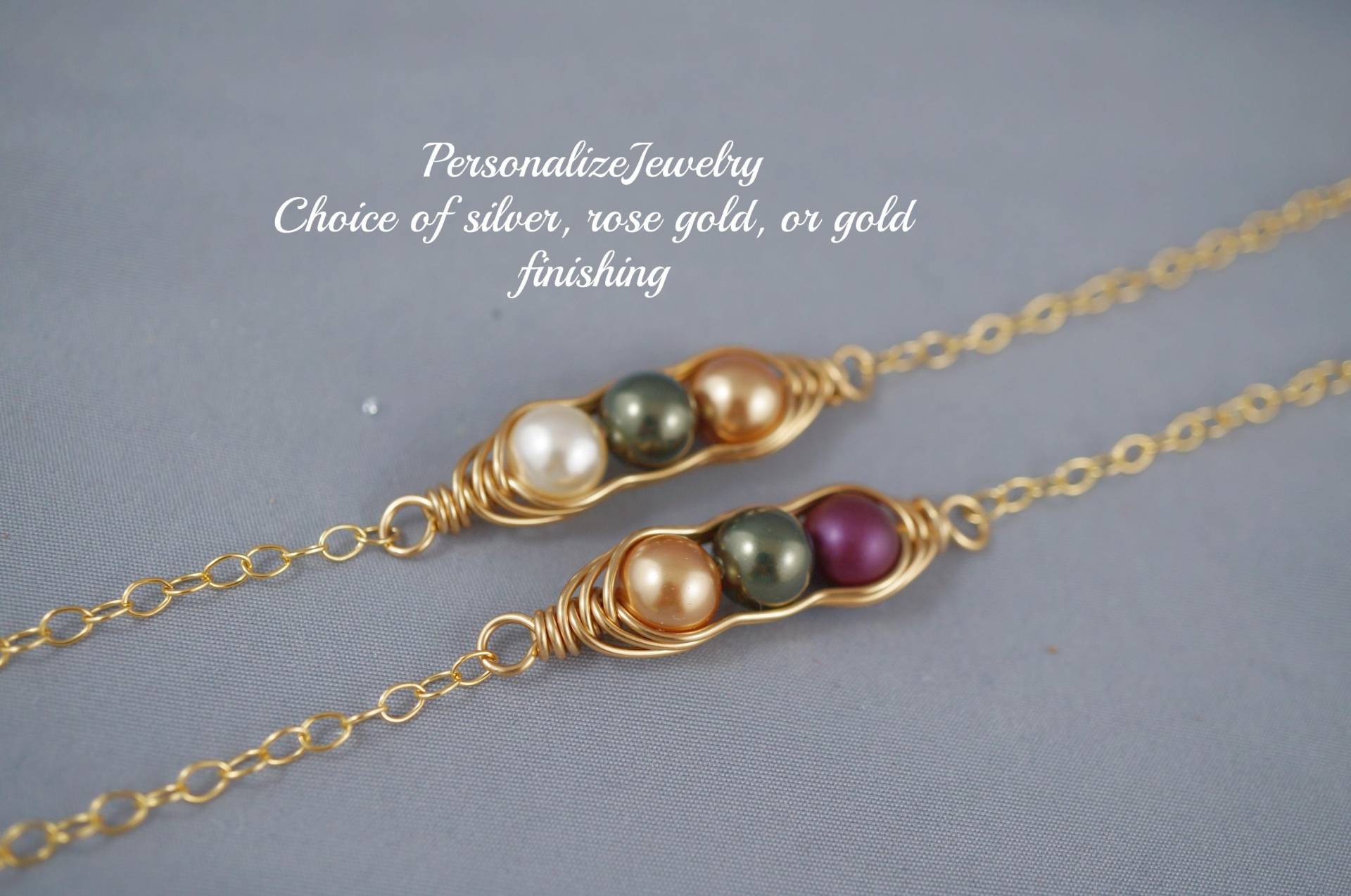 Drei Erbsen Armband | 3 in Einer Schote Schmuck Silber Oder Gold Sweet Peas Muttertags Geschenk Geburtstagsgeschenk Für Mama |Handgemachtes Sie von PersonalizeJewelry