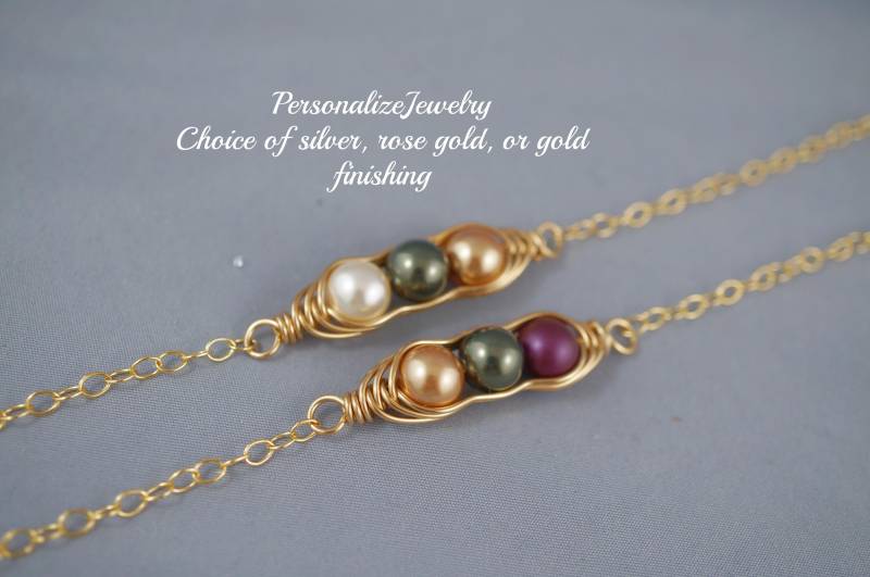 Drei Erbsen Armband | 3 in Einer Schote Schmuck Silber Oder Gold Sweet Peas Muttertags Geschenk Geburtstagsgeschenk Für Mama |Handgemachtes Sie von PersonalizeJewelry