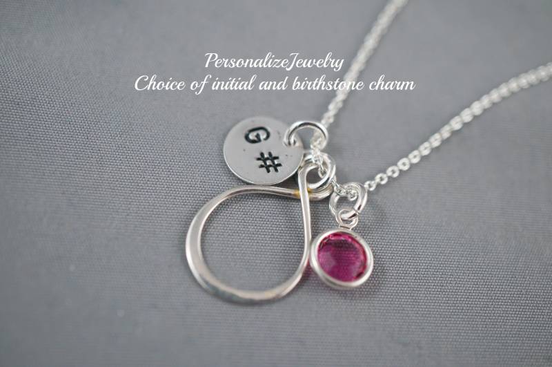 Geburtsstein Mit Initial Halskette | Infinity Figur 8 Sterling Silber Charm Zartes Tägliches Personalisiertes Geschenk Für Freundin, Schwester von PersonalizeJewelry