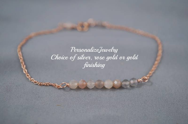 Mondstein Armband | Multi & Kleine Perlen Auf Sterling Silber Zarte Naturstein Schmuck Weihnachtsgeschenk von PersonalizeJewelry