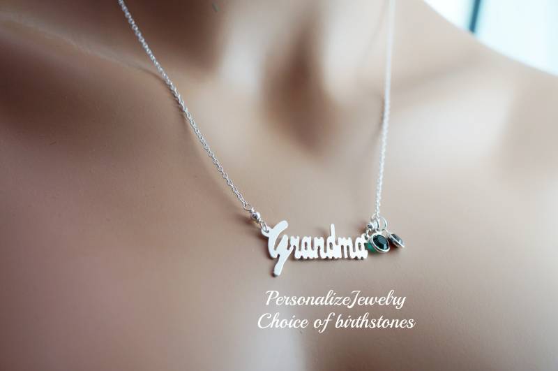 sterling Silber Oma Birthstone Halskette | Personalisiertes Nana Geschenk von PersonalizeJewelry