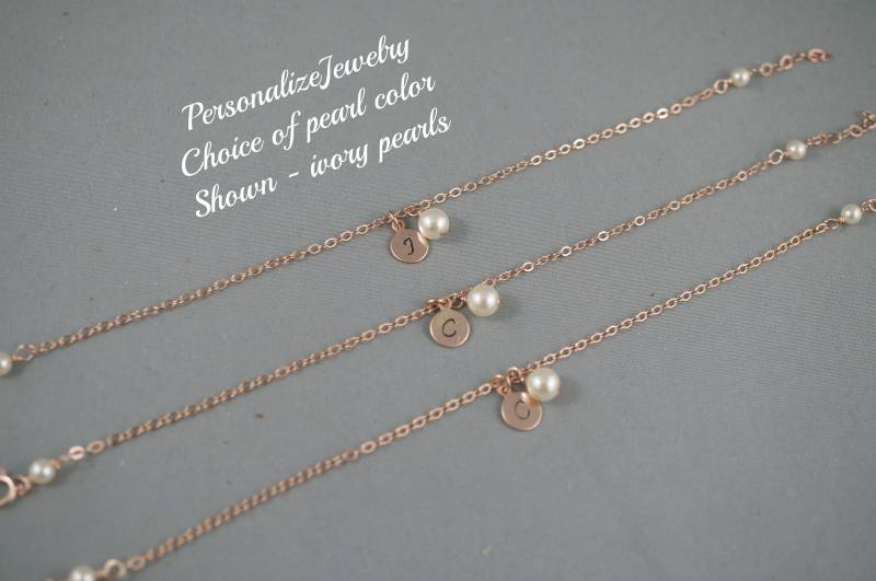 Personalisierte Initial Armband | 14K Rosegold Gefüllt Schlichter Schmuck Für Jeden Tag Brautjungfer Geschenk Mit Runder Scheibe |Herbst Hochzeit von PersonalizeJewelry