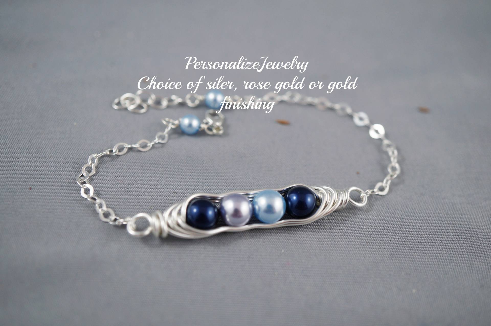 Vier Schoten Armband | 4 Erbsen in Einer Schote Schmuck Silber Oder Gold Sweet Peas Muttertagsgeschenk Geschenk Für Mama Weihnachten von PersonalizeJewelry