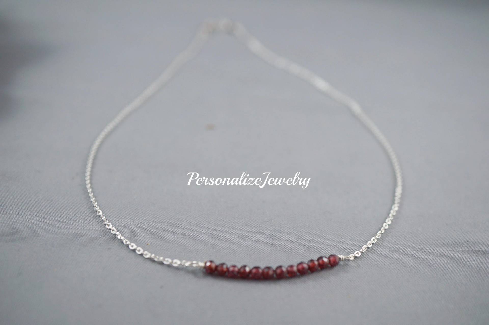 Zierliche Granat Halskette | Januar Geburtsstein Winzige Echte Edelstein Sterling Silber Geschenk Für Sie Geburtstagsgeschenk von PersonalizeJewelry