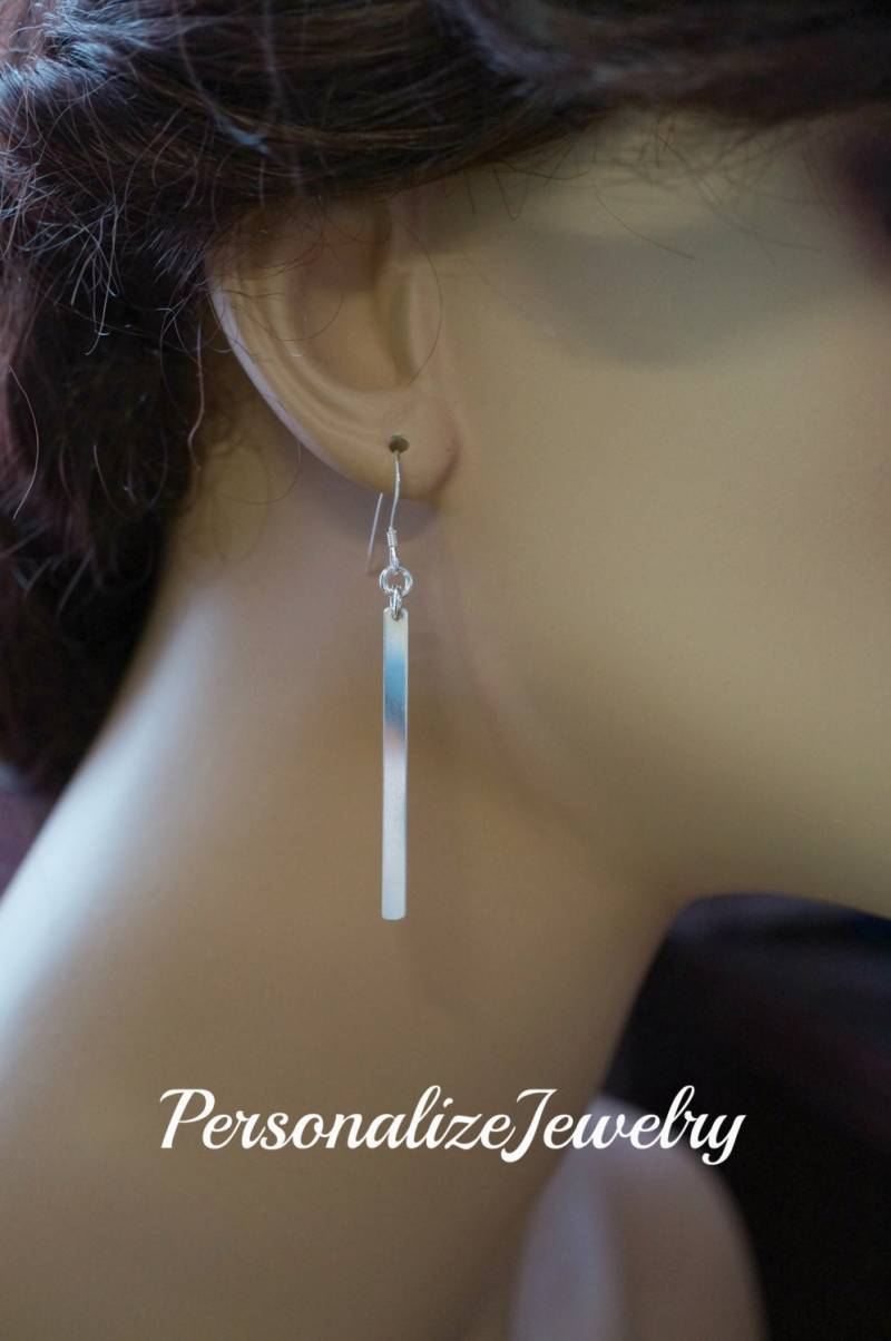 sterling Silber Bar Tropfen Ohrringe | Modernes Schickes Baumelndes Design Schlicht & Elegant Für Den Alltag Perfektes Geschenk Sie von PersonalizeJewelry