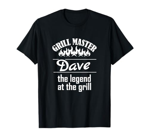 Grillmeister Dave die Legende am Grill BBQ Geschenk Männer T-Shirt von Personalized BBQ gifts man male first name