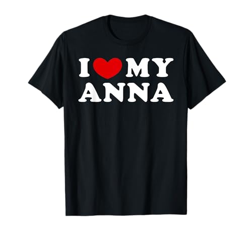 Personalized For Anna & Friends Ich Liebe Meine Anna T-Shirt für Mädchen Schwarz Klein EU V-Ausschnitt Kurzarm von Personalized For Anna & Friends