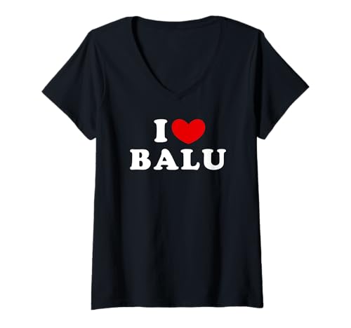 Damen I Love Balu, Ich Liebe Balu T-Shirt mit V-Ausschnitt von Personalized For Balu & Friends