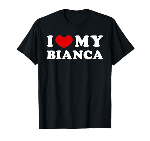 Personalized For Bianca & Friends Ich Liebe Meine Bianca Damen T-Shirt, Schwarz, S, V-Ausschnitt, Kurzarm, Klassisch, Unisex-Erwachsene von Personalized For Bianca & Friends