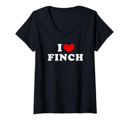 Damen I Love Finch, Ich Liebe Finch T-Shirt mit V-Ausschnitt Damen I Love Finch, Ich Liebe Finch T-Shirt mit V-Ausschnitt von Personalized For Finch & Friends