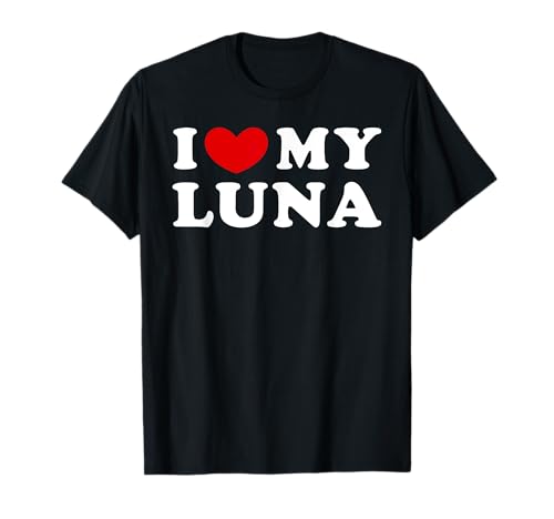 Personalized For Luna & Friends Damen T-Shirt Schwarz Kurzarm Klassisch Small EU S I Love My Luna Vintage-Design von Personalized For Luna & Friends