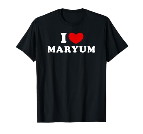 Personalized For Maryum & Friends Damen Unisex-Jugendliche Schwarz T-Shirt Ich Liebe Maryum V-Ausschnitt Klassisch Kurzarm Einfarbig Small EU S von Personalized For Maryum & Friends