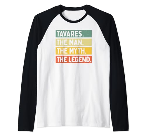Herren Tavares The Man The Myth The Legend Lustiges personalisiertes Zitat Raglan von Personalized Gift Ideas Tavares