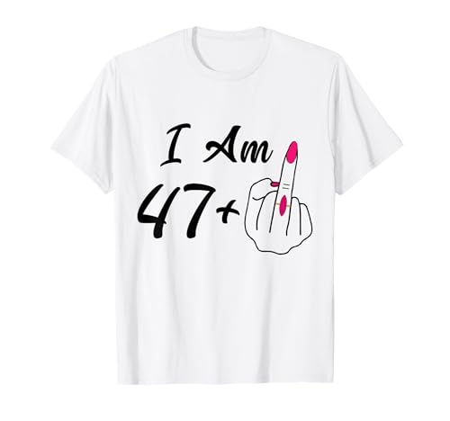 Personalisierte I Am 47 Plus 1 Mittelfinger Humor 48. Frauen T-Shirt Personalisierte I Am 47 Plus 1 Mittelfinger Humor 48. Frauen T-Shirt von Personalized I Am 47 Plus 1 Middle Finger 48th Old