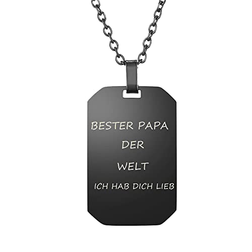 Personalized Master Kundenspezifische Gravur Edelstahl Anhänger Erkennungsmarke Kette Dog Tag ID Tag Gravurplatte für Damen und Herren Paar personalisierte Geschenke (Schwarz) von Personalized Master