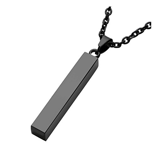 Personalized Master Gravur Partnerketten Quader Rechteck Anhänger Herren Damen Edelstahl Halskette Geschenk Souvenir mit 61cm Kette Schwarz Personalized Master Gravur Partnerketten Quader Rechteck Anhänger Herren Damen Edelstahl Halskette Geschenk Souvenir mit 61cm Kette Schwarz von Personalized Master