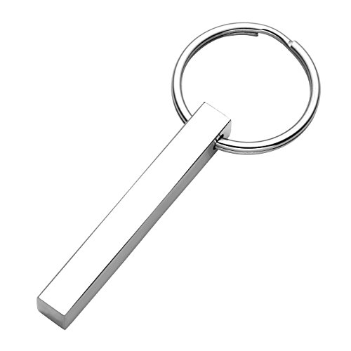 Personalized Master Personalized Gravur- Edelstahl Quader Rechteck Schlüsselanhänger Individual Keychain Schlüsselring für Partner Freundschafts Geschenk Souvenir (Silber) von Personalized Master