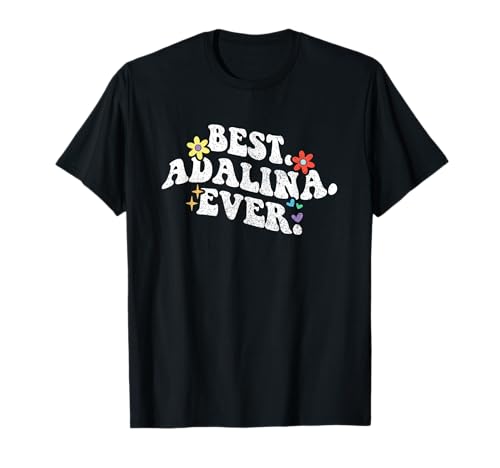 Retro Groovy Best Adalina Ever Vorname Muttertag Mädchen T-Shirt von Personalized Name Mothers Day outfit For Women