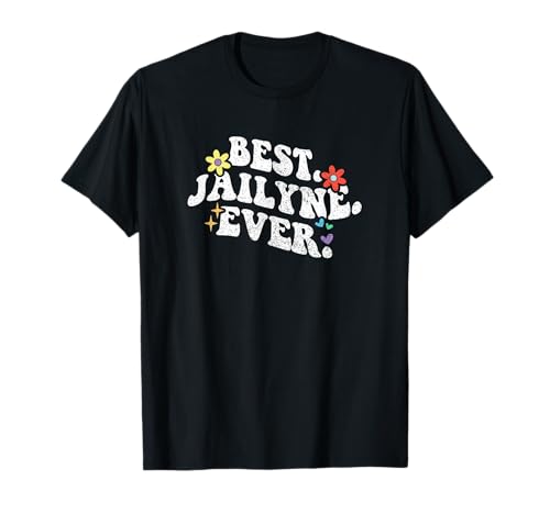 Retro Groovy Best Jailyne Ever Vorname Muttertag Mädchen T-Shirt von Personalized Name Mothers Day outfit For Women