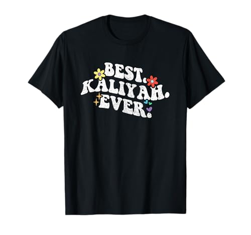 Retro Groovy Best Kaliyah Ever Vorname Muttertag Mädchen T-Shirt von Personalized Name Mothers Day outfit For Women