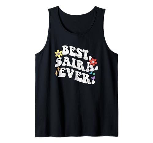 Retro Groovy Best Saira Ever Vorname Muttertag Mädchen Tank Top von Personalized Name Mothers Day outfit For Women