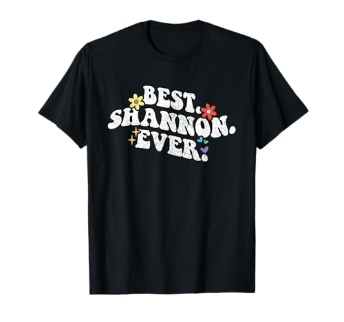 Retro Groovy Best Shannon Ever Vorname Muttertag Mädchen T-Shirt von Personalized Name Mothers Day outfit For Women
