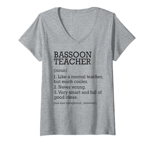 Damen Fagott Lehrer Job Definition Personalisiert Lustig T-Shirt mit V-Ausschnitt von Personalized Tees For Bassoon Teacher Job