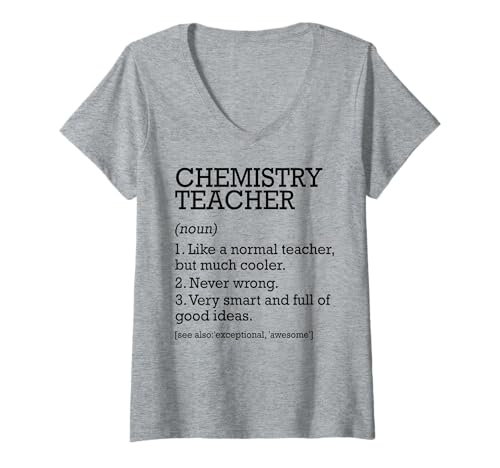 Damen Chemie Lehrer Job Definition Personalisiert Lustig T-Shirt mit V-Ausschnitt von Personalized Tees For Chemistry Teacher Job