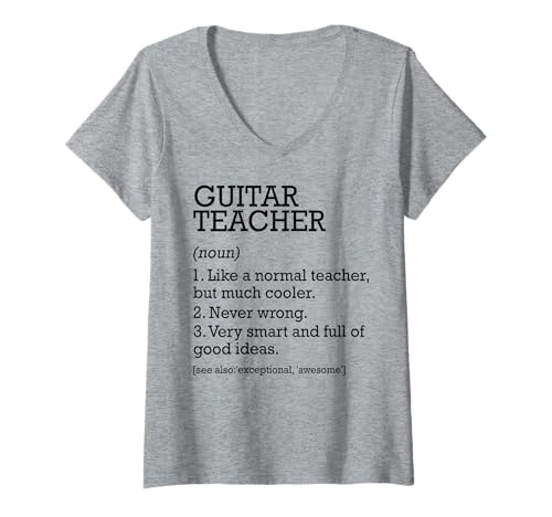 Damen Gitarre Lehrer Job Definition Personalisiert Lustig T-Shirt mit V-Ausschnitt Damen Gitarre Lehrer Job Definition Personalisiert Lustig T-Shirt mit V-Ausschnitt von Personalized Tees For Guitar Teacher Job