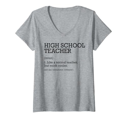 Damen High School Teacher Job Definition Personalisiert Lustig T-Shirt mit V-Ausschnitt von Personalized Tees For High School Teacher Job