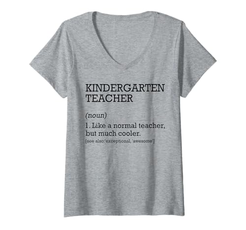 Damen Kindergarten Lehrer Job Definition Personalisiert Lustig T-Shirt mit V-Ausschnitt von Personalized Tees For Kindergarten Teacher Job