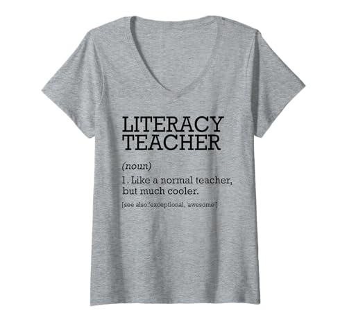 Damen Literacy Teacher Job Definition Personalisiert Lustig T-Shirt mit V-Ausschnitt Damen Literacy Teacher Job Definition Personalisiert Lustig T-Shirt mit V-Ausschnitt von Personalized Tees For Literacy Teacher Job