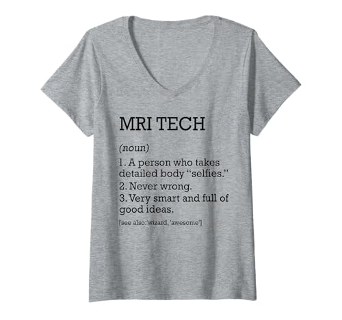 Damen MRI Tech Job Definition Personalisierter Lustiger MRT-Technologe T-Shirt mit V-Ausschnitt Damen MRI Tech Job Definition Personalisierter Lustiger MRT-Technologe T-Shirt mit V-Ausschnitt von Personalized Tees For MRI Tech Job Definition