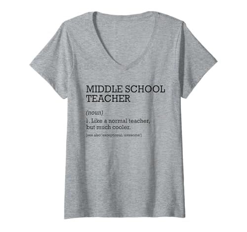 Damen Mittelschule Lehrer Job Definition Personalisiert Lustig T-Shirt mit V-Ausschnitt Damen Mittelschule Lehrer Job Definition Personalisiert Lustig T-Shirt mit V-Ausschnitt von Personalized Tees For Middle School Teacher Job