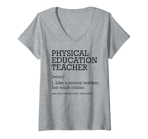 Damen Physikalische Bildung Lehrer Job Definition Personalisiert Lustig T-Shirt mit V-Ausschnitt von Personalized Tees For Physical Education Teacher