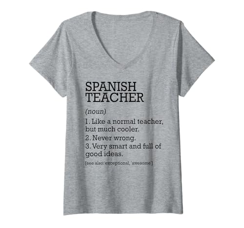 Damen Spanisch Lehrer Job Definition Personalisiert Lustig T-Shirt mit V-Ausschnitt Damen Spanisch Lehrer Job Definition Personalisiert Lustig T-Shirt mit V-Ausschnitt von Personalized Tees For Spanish Teacher Job