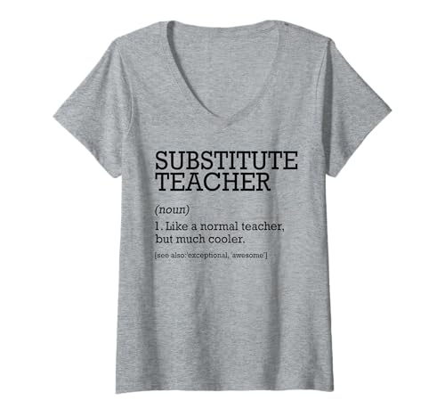 Damen Ersatz Lehrer Job Definition Personalisiert Lustig T-Shirt mit V-Ausschnitt Damen Ersatz Lehrer Job Definition Personalisiert Lustig T-Shirt mit V-Ausschnitt von Personalized Tees For Substitute Teacher Job