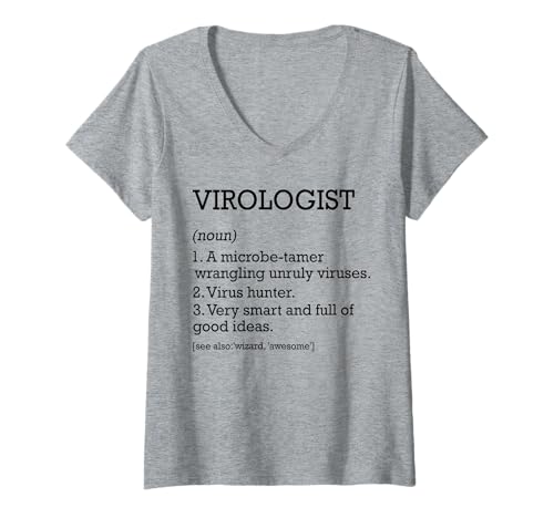 Damen Virologe Job Definition Personalisierter Lustiger Virologe T-Shirt mit V-Ausschnitt von Personalized Tees For Virologist Job Definition