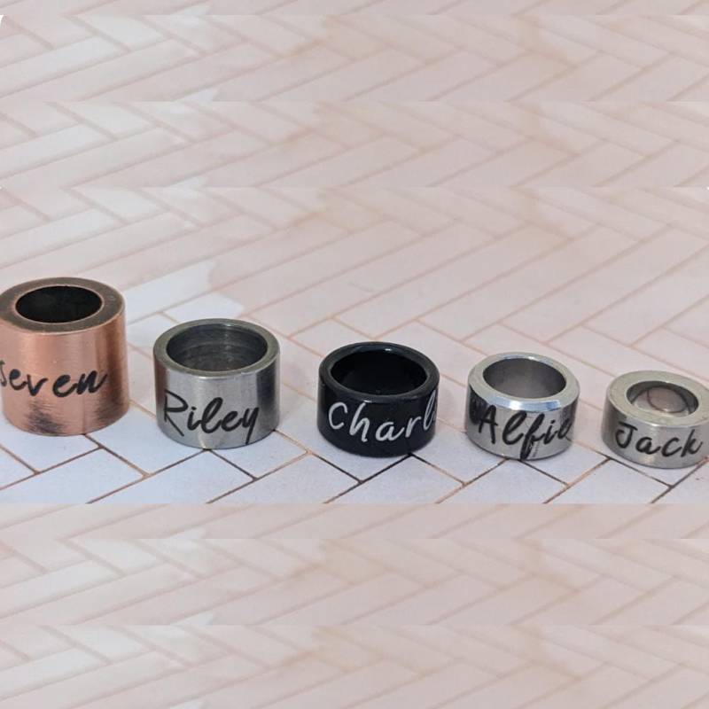 Personalisierte Ringe, Ringe Für Armband, Gravierte Armband Mit Namen, Kinder Namen Perlen Personalisiert von PersonalizedTreazure