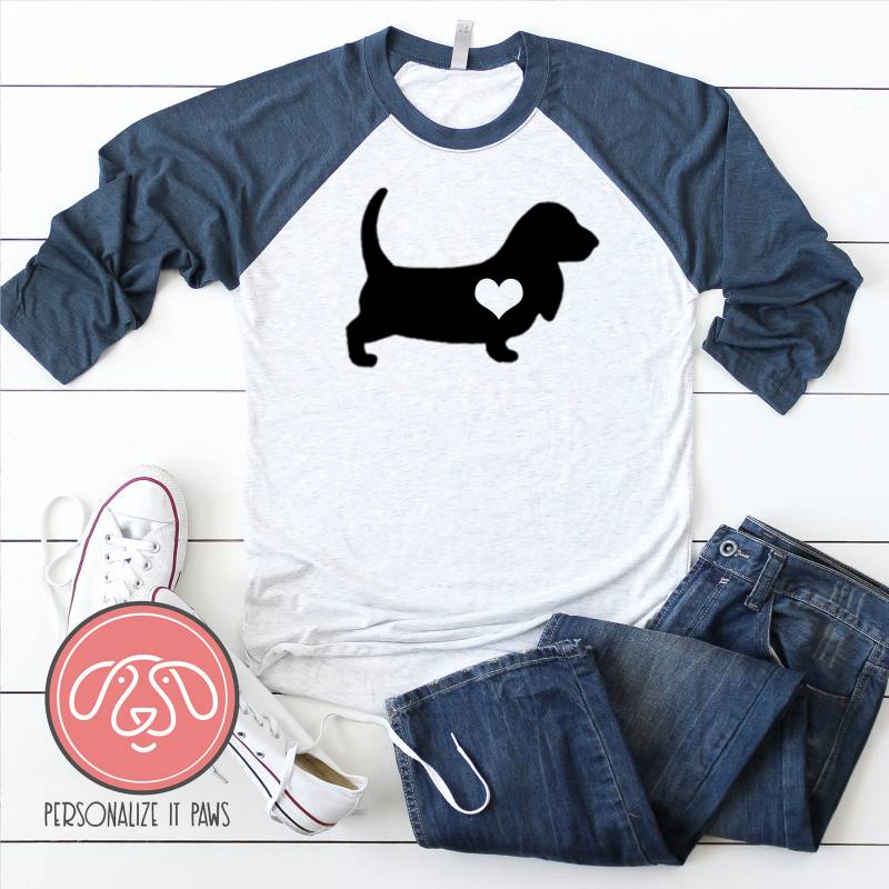 Basset Hound Raglan Basset Hound Raglan von Personalizeitpaws